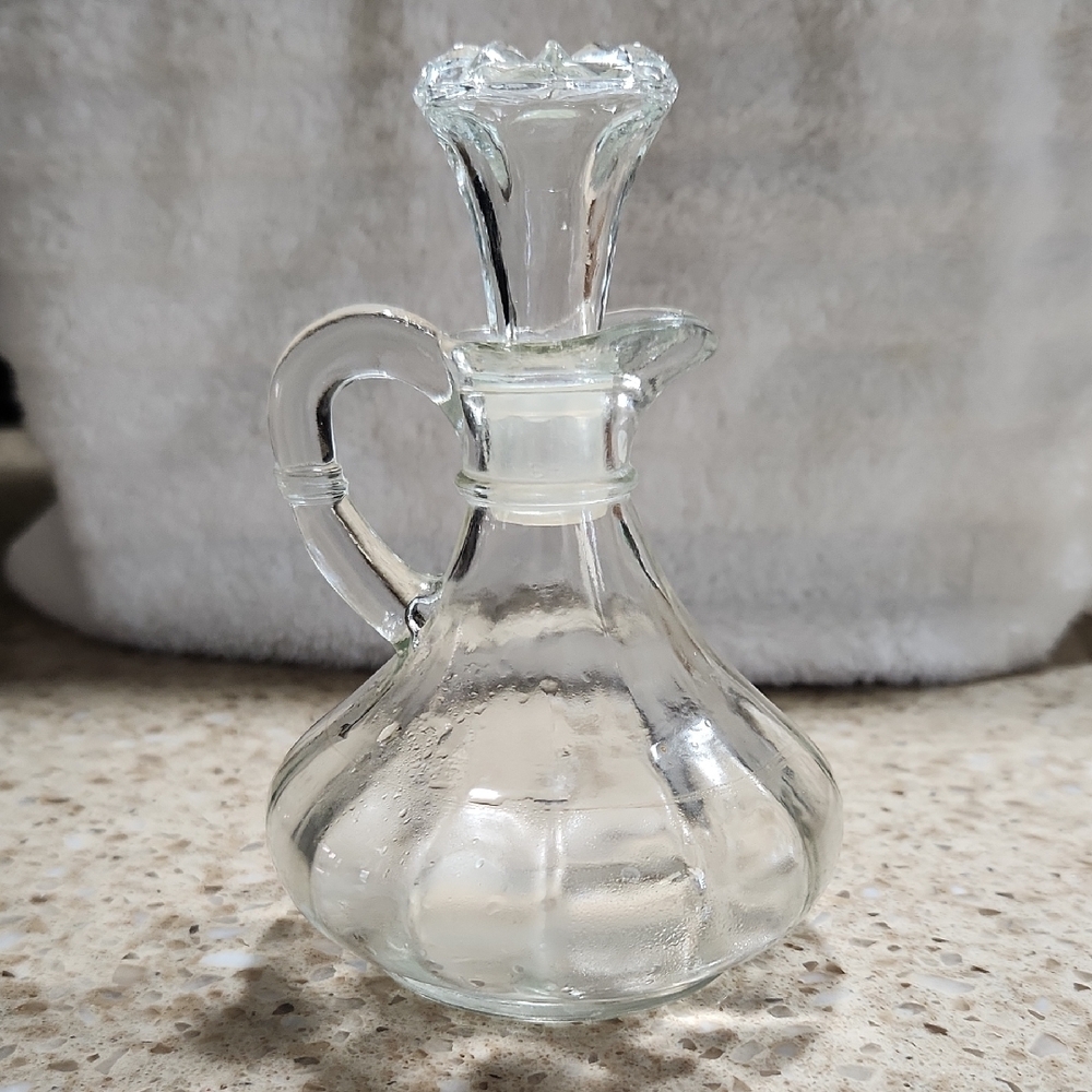Vintage Anchor Hocking Clear Glass 2 Piece Cruet Elegant Clear Glass Decanter